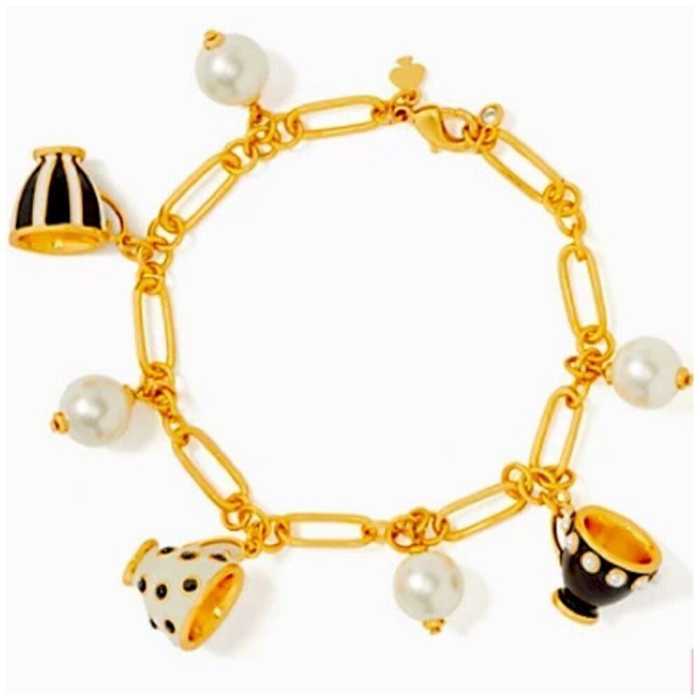Kate Spade NWT charm bracelet - Tea Time Teacup Alice in Wonderland